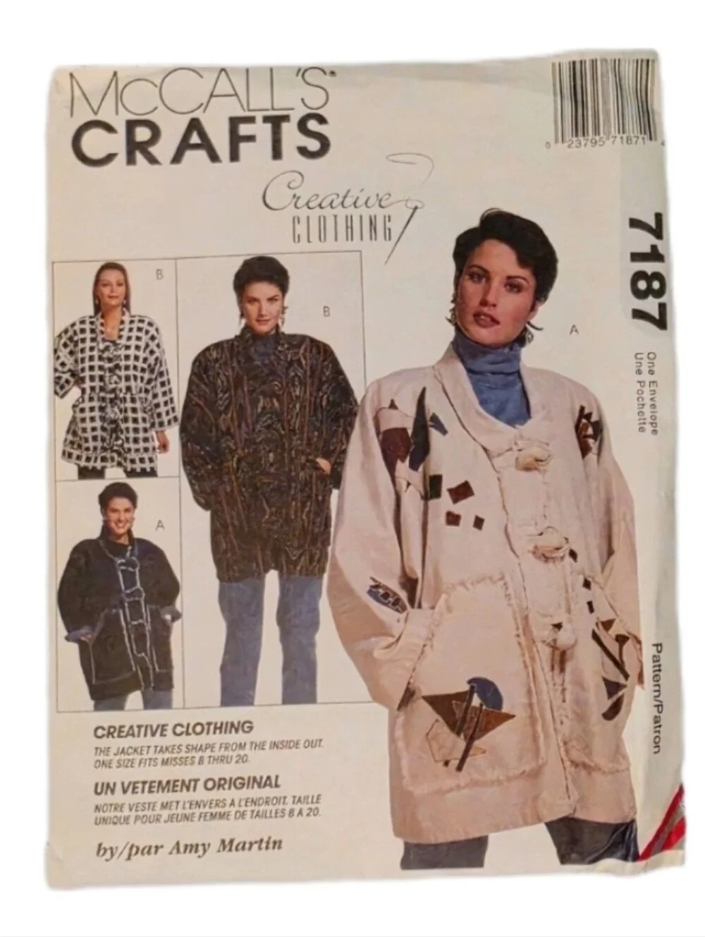 Sewing Pattern Simplicity Patchwork Jean Jacket with Appliqué Beige Size 8 - 20